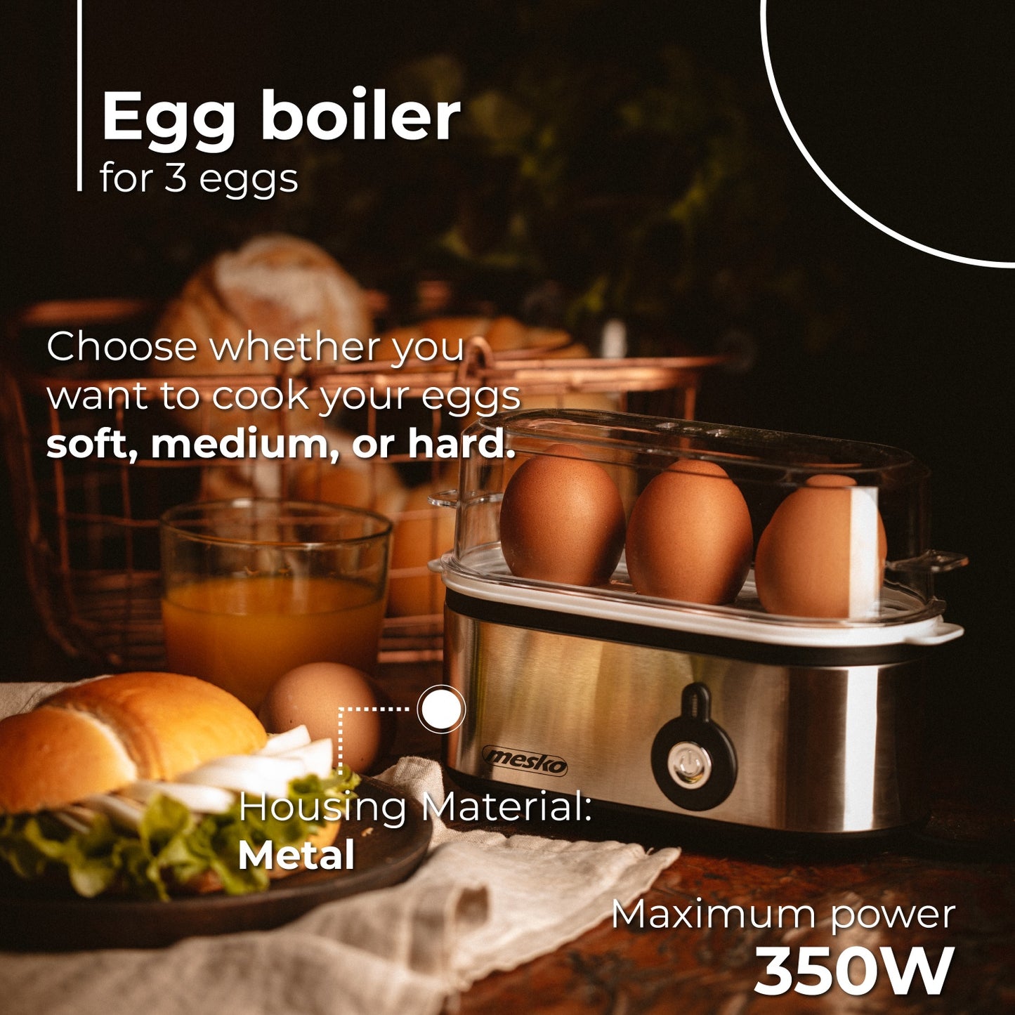 Mesko MS 4485 Egg boiler for 3 eggs 000773
