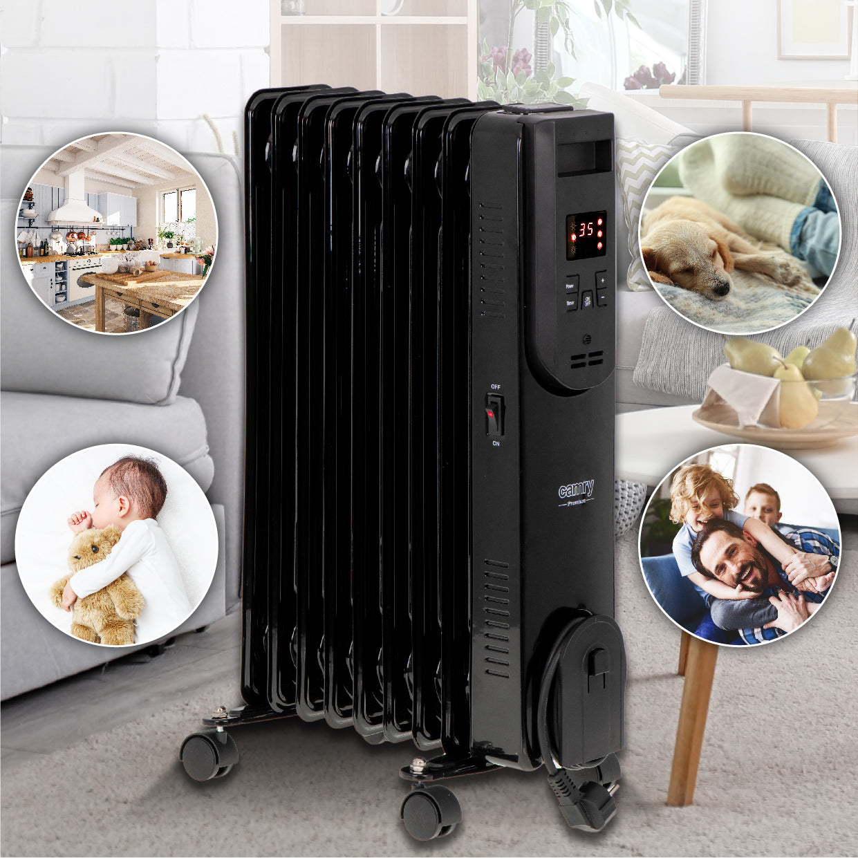 Camry CR 7810 Oil-filled LED radiator with remote control 9 ribs 000106