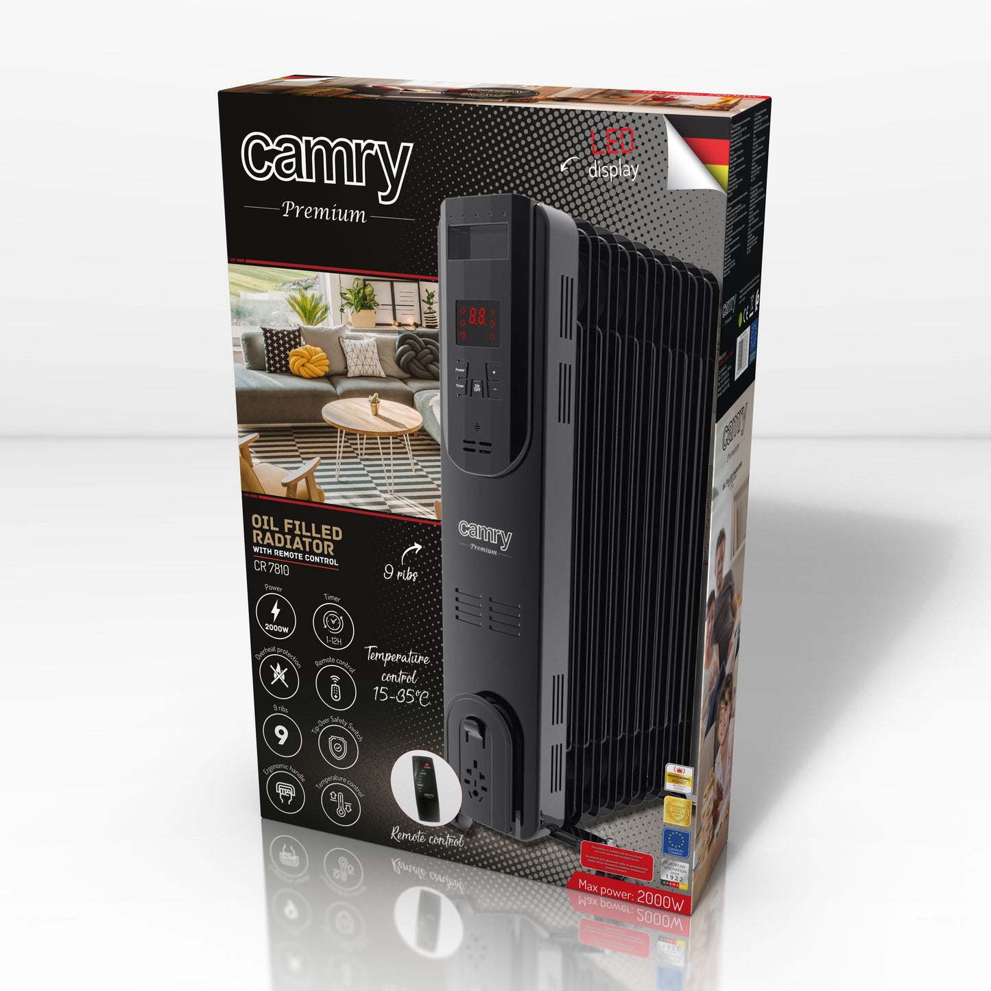 Camry CR 7810 Oil-filled LED radiator with remote control 9 ribs 000106