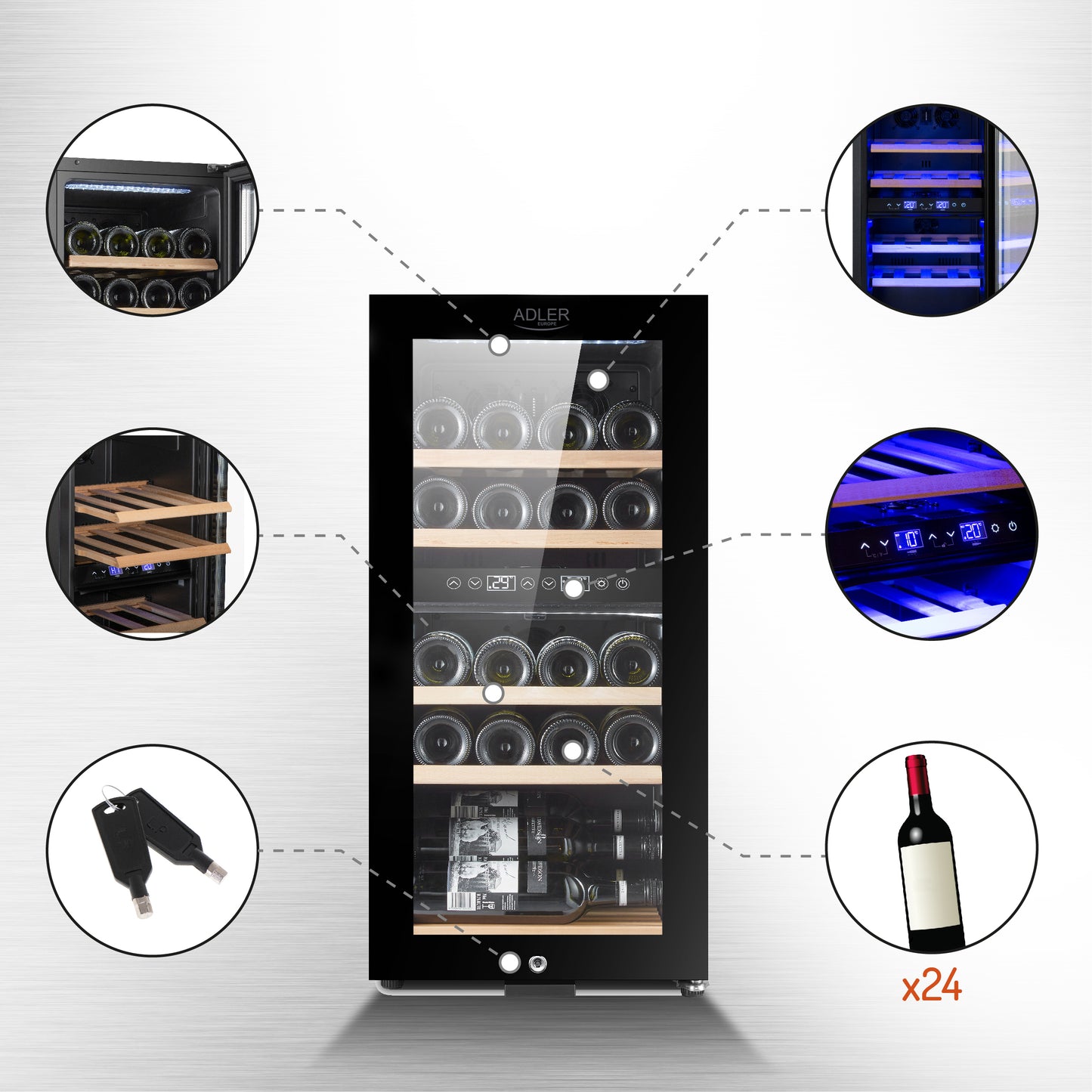 Adler AD 8080 Wine cooler 60L Dual cooling zone 00047