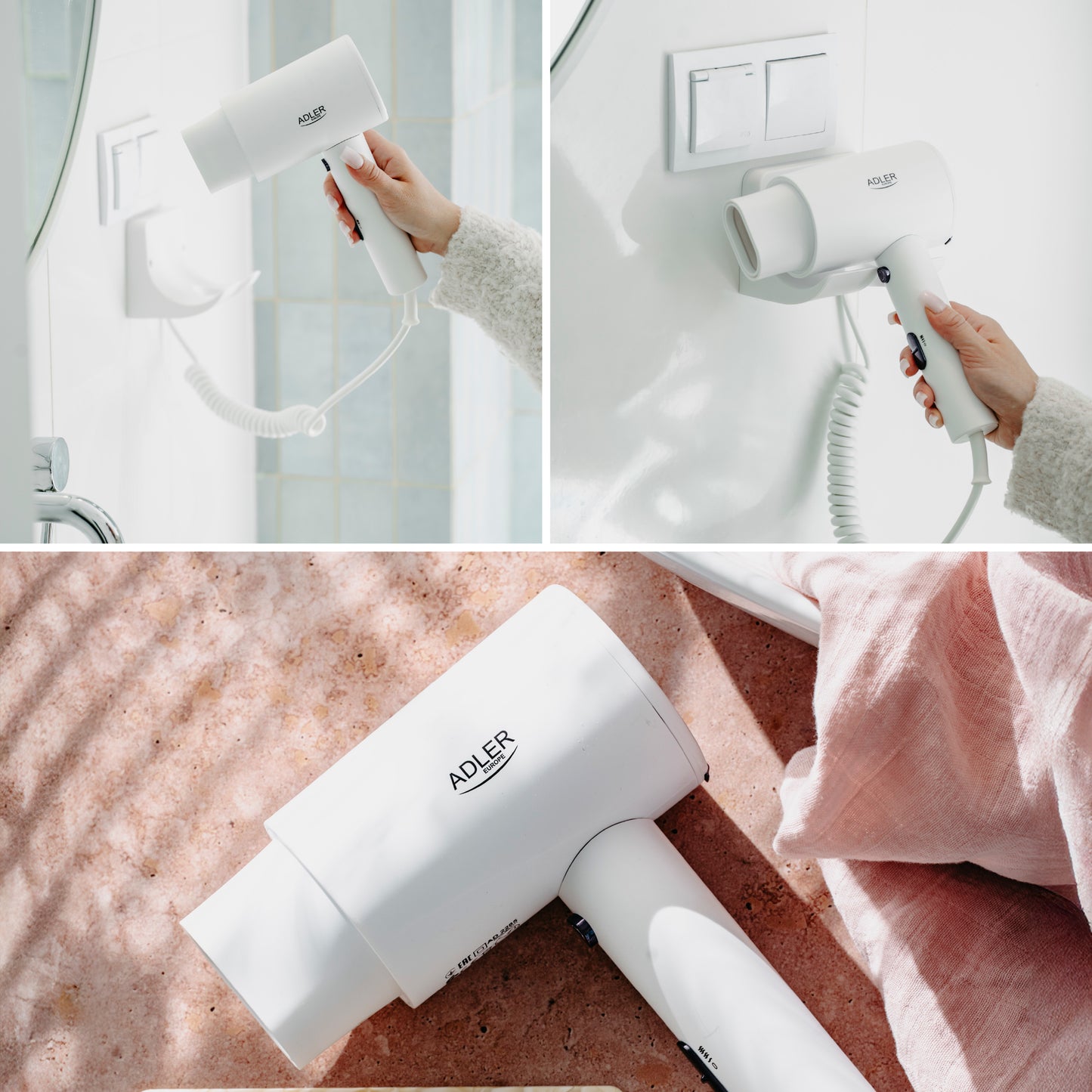 Adler AD 2285 white Hair Dryer - Wall-Mount