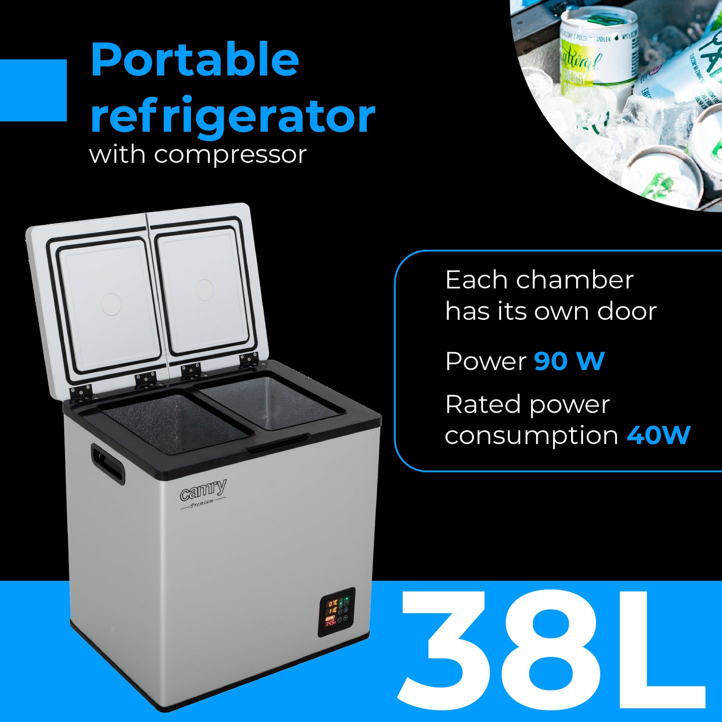 Camry CR 8076 Portable refrigerator 38L with compressor 007022
