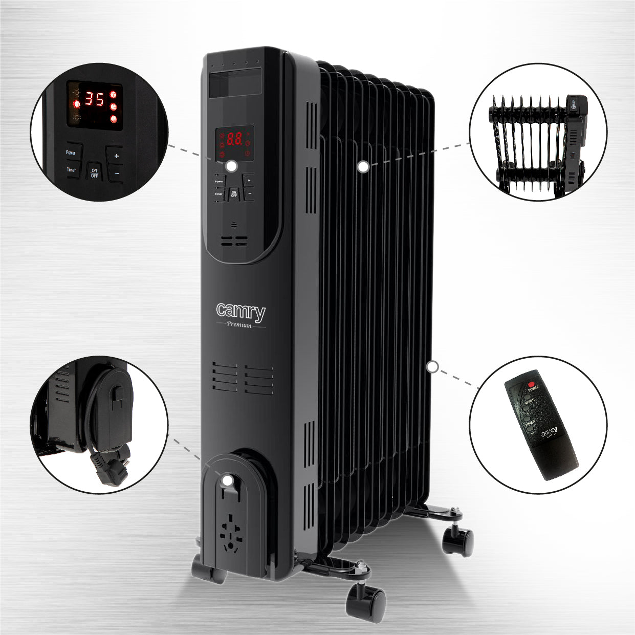 Camry CR 7810 Oil-filled LED radiator with remote control 9 ribs 000106