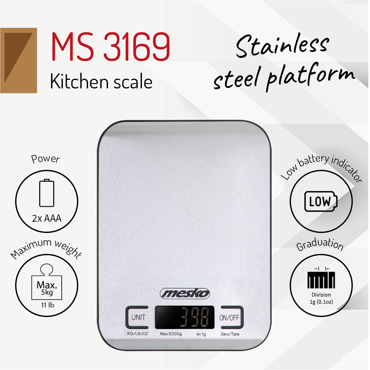 Mesko MS 3169 Kitchen scale - INOX 00084