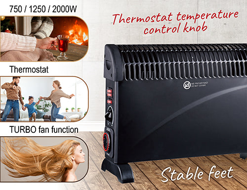 Mesko MS 7741 black Convector heater with timer and Turbo fan 93305