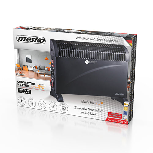 Mesko MS 7741 black Convector heater with timer and Turbo fan 93305