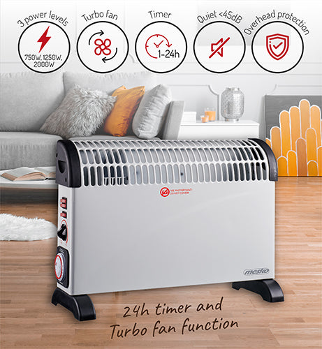 Mesko MS 7741 white Convector heater with timer and Turbo fan 99733